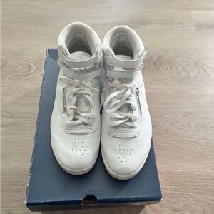 White Reebok Classics Hightop Sneakers